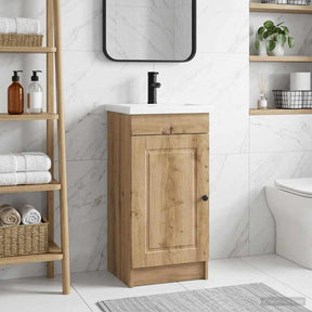Vidaxl badkamermeubel met wasbak artisanaal eiken 42 x 40 x 84,5 cm