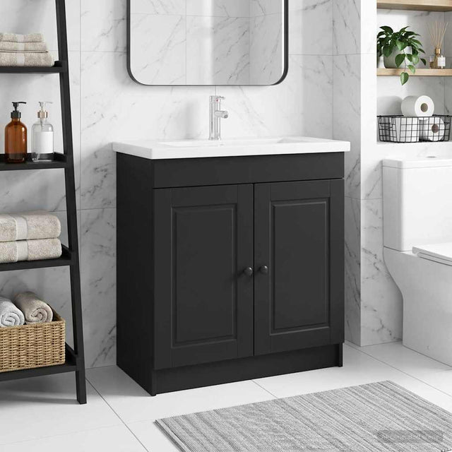 Vidaxl badkamer onder wastafel kast zwart 56 x 37,5 x 81 cm