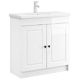 Vidaxl badkamer onder wastafel kast hoogglans wit 56 x 37,5 x 81 cm