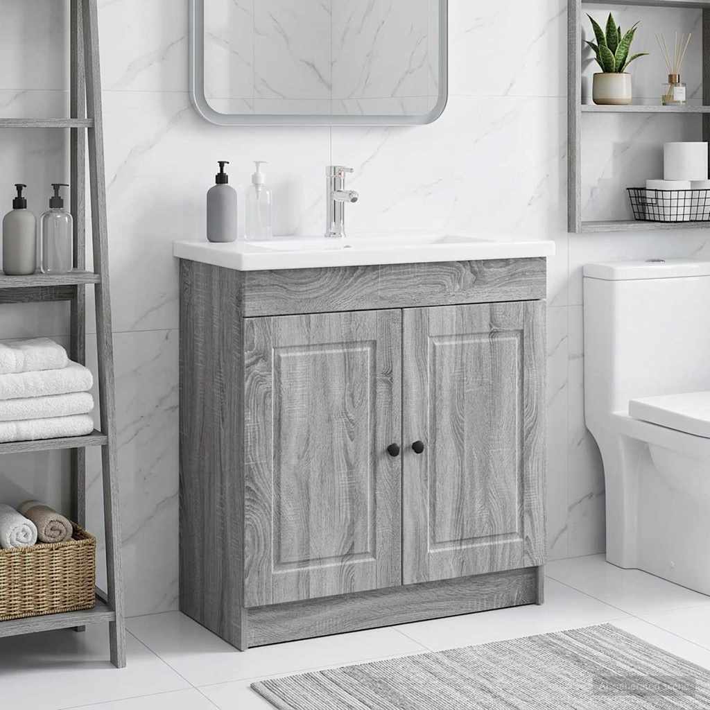 Vidaxl badkamer onder wastafel kast grijs sonoma 78,5 x 37,5 x 81 cm