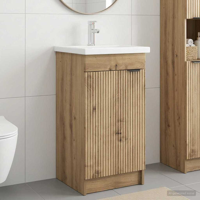 Vidaxl badkamermeubel met wasbak artisanaal eiken 42 x 40 x 84,5 cm