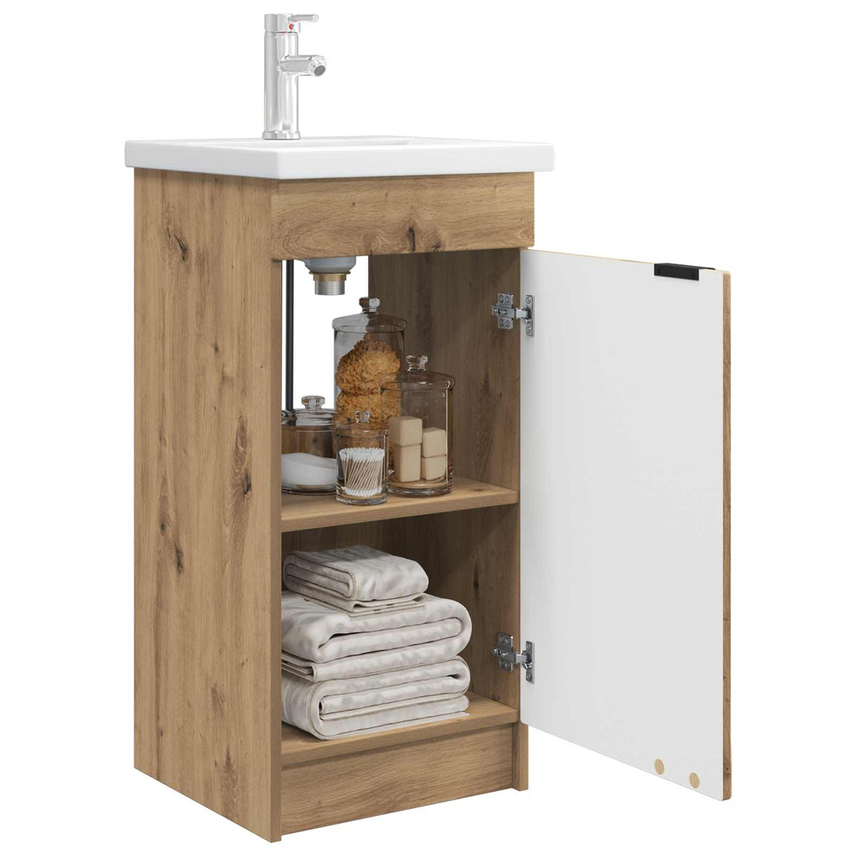 Vidaxl badkamermeubel met wasbak artisanaal eiken 42 x 40 x 84,5 cm