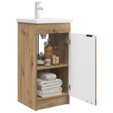 Vidaxl badkamermeubel met wasbak artisanaal eiken 42 x 40 x 84,5 cm