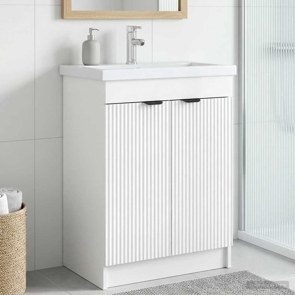 Vidaxl badkamer onder wastafel kast hoogglans wit 78,5 x 37,5 x 81 cm