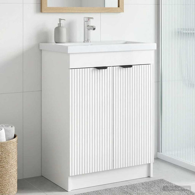 Vidaxl badkamer onder wastafel kast hoogglans wit 78,5 x 37,5 x 81 cm
