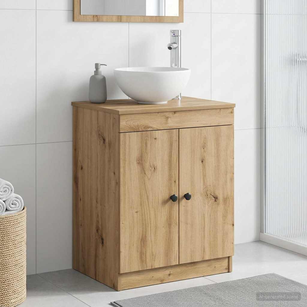 Vidaxl badkamerkast artisanaal eiken 54 x 41 x 70 cm bewerkt hout