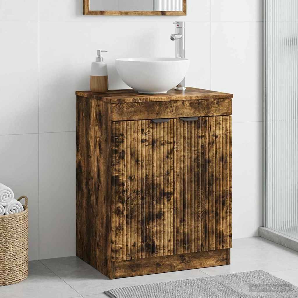 Vidaxl badkamerkast gerookt eiken 54 x 41 x 70 cm bewerkt hout
