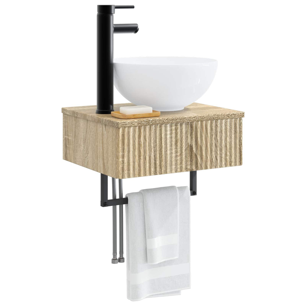 Vidaxl wandgemonteerde wastafel sonoma eiken 40 x 35 x 39 cm