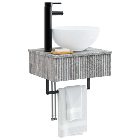 Vidaxl wandgemonteerde wastafel grijs sonoma 40 x 35 x 39 cm