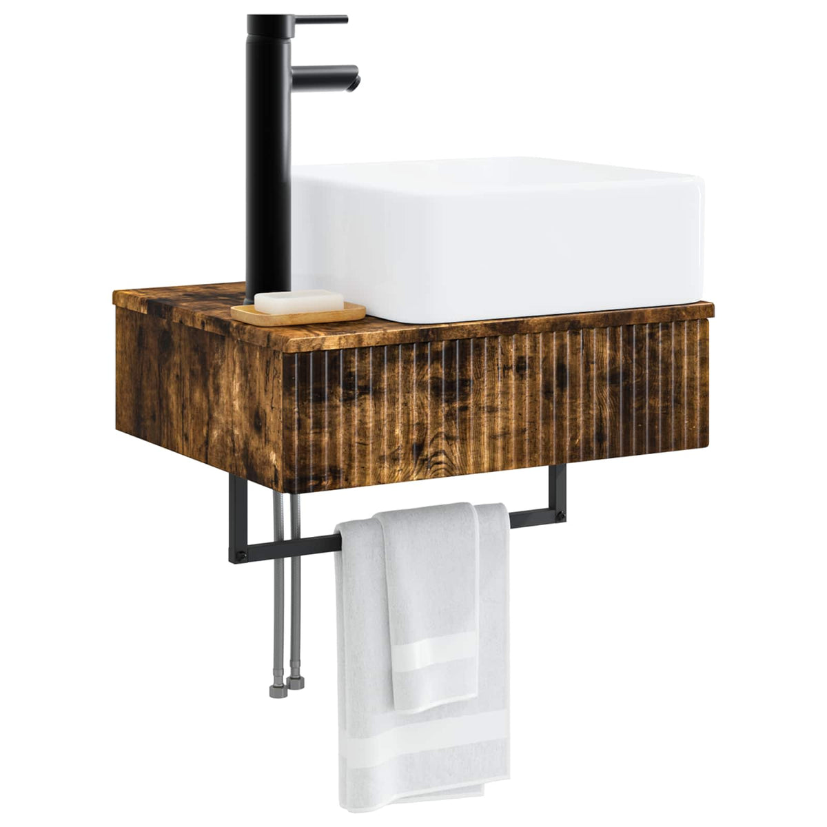 Vidaxl wandgemonteerde wastafel gerookt eiken 50 x 41 x 39 cm