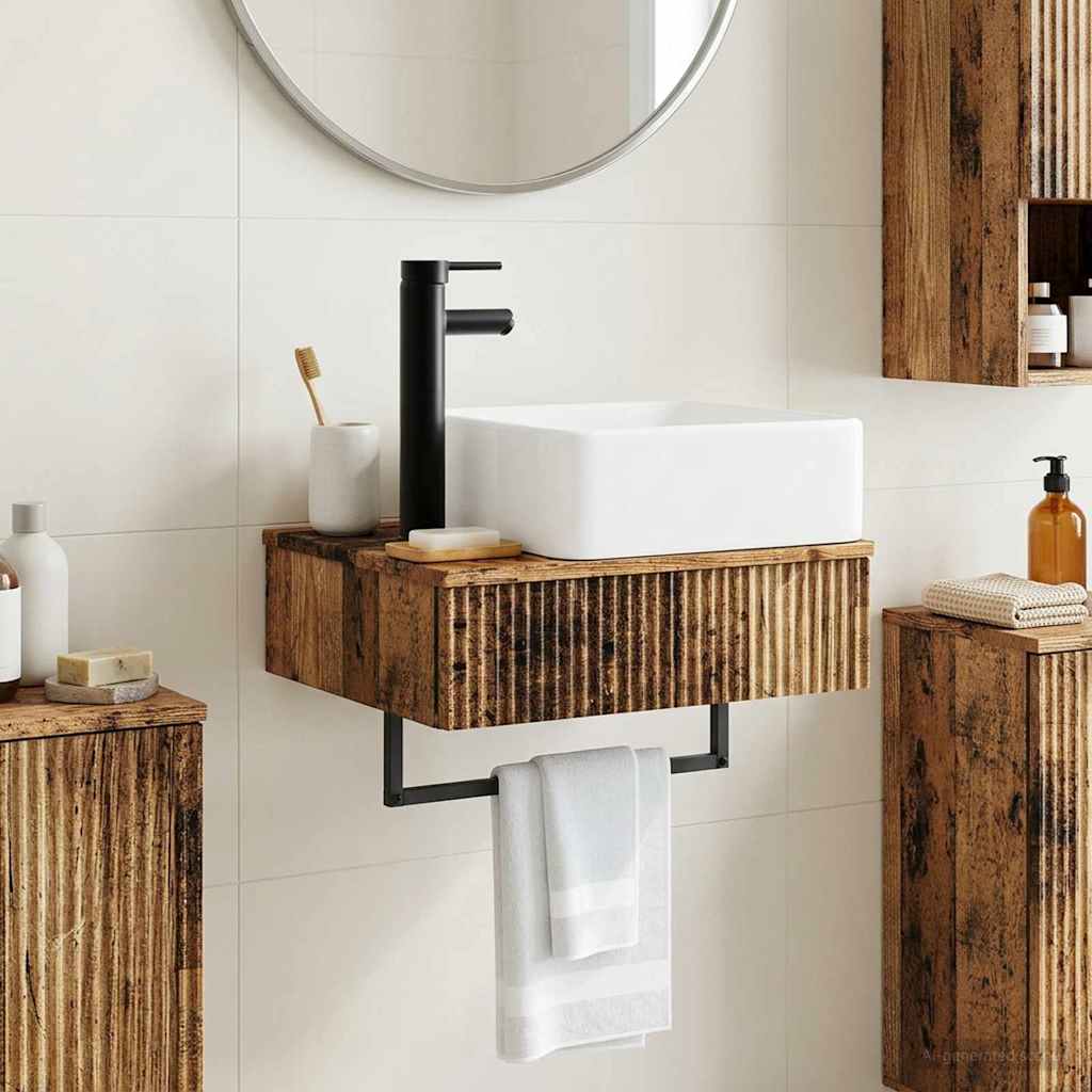 Vidaxl wandgemonteerde wastafel oud hout 50 x 41 x 39 cm bewerkt hout