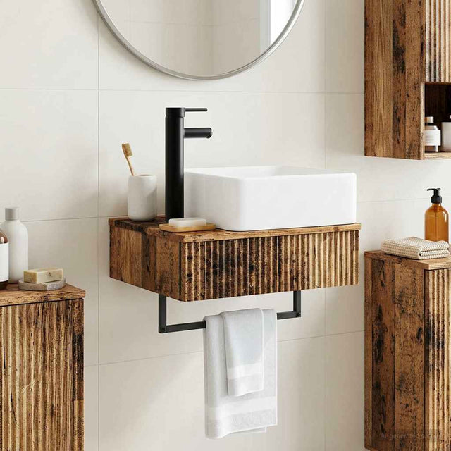 Vidaxl wandgemonteerde wastafel oud hout 50 x 41 x 39 cm bewerkt hout
