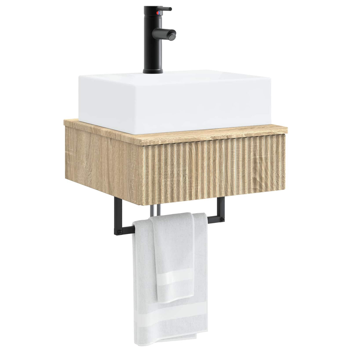 Vidaxl wandgemonteerde wastafel sonoma eiken 40 x 41 x 39 cm