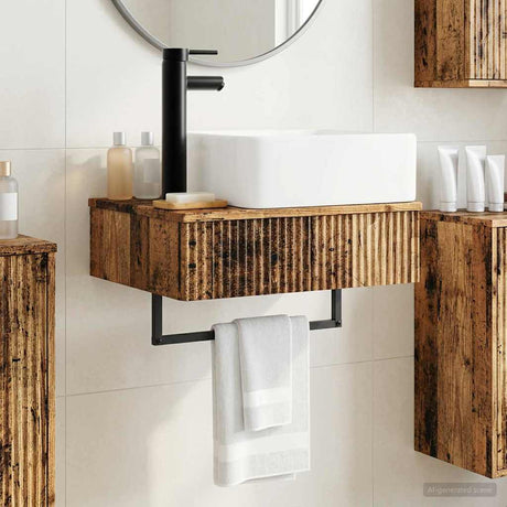 Vidaxl wandgemonteerde wastafel oud hout 53 x 35 x 39 cm bewerkt hout