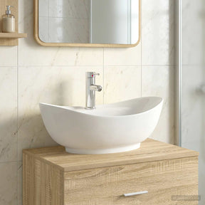 Vidaxl badkamer wastafel met kraan en afvoer chroom 59 x 35 x 21 cm