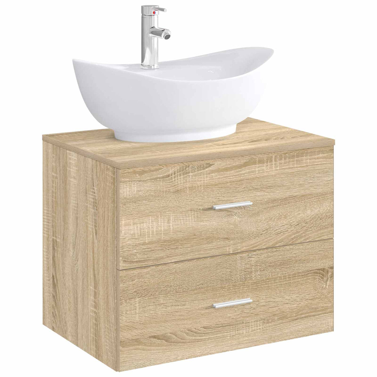 Vidaxl badkamer wastafel met kraan en afvoer chroom 59 x 35 x 21 cm