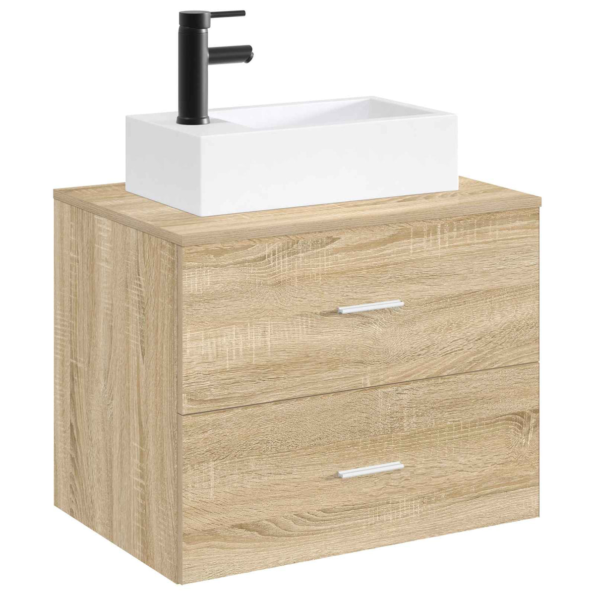 Vidaxl badkamer wastafel met kraan en afvoer mat zwart