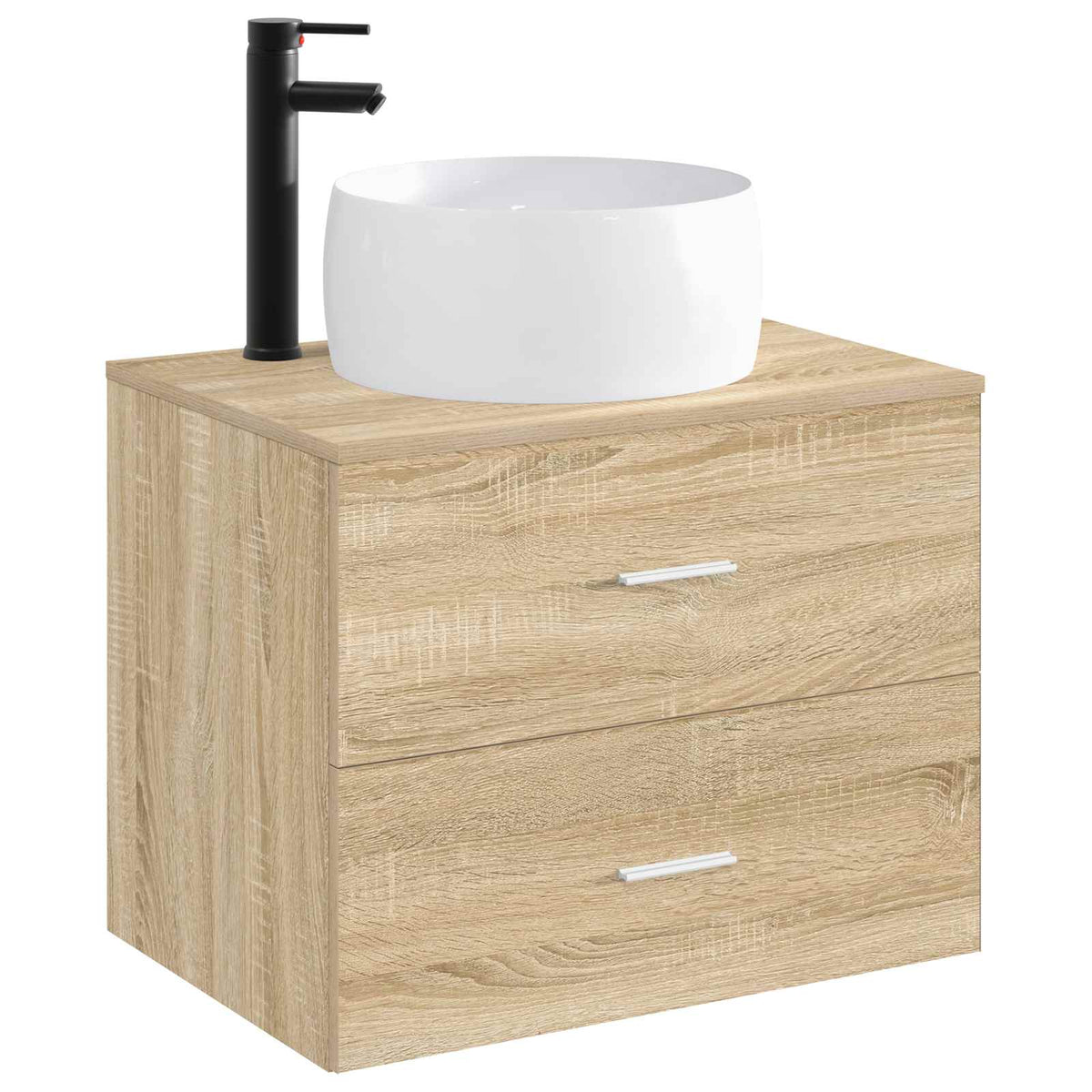 Vidaxl badkamer wastafel met kraan en afvoer mat zwart
