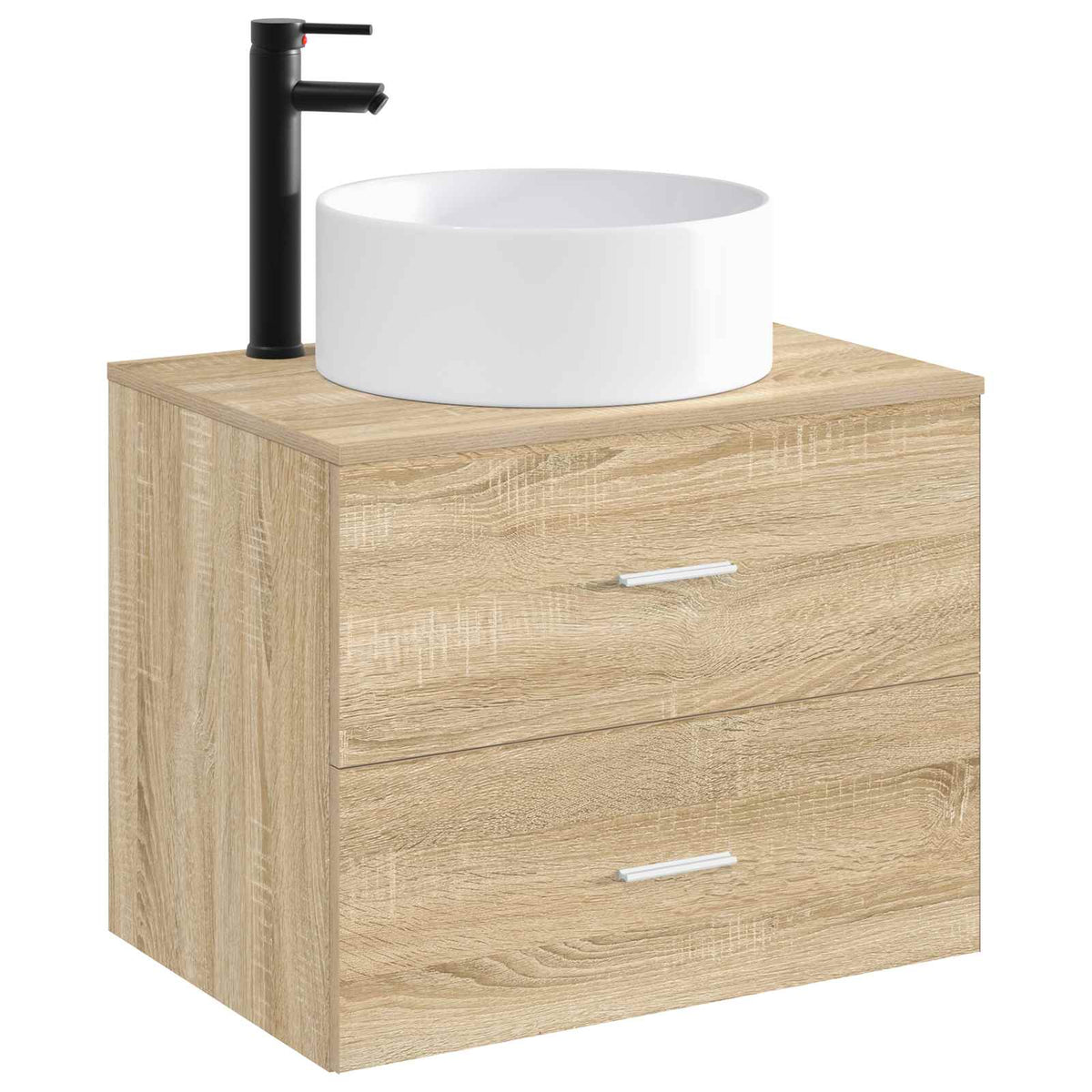 Vidaxl badkamer wastafel met kraan en afvoer mat zwart