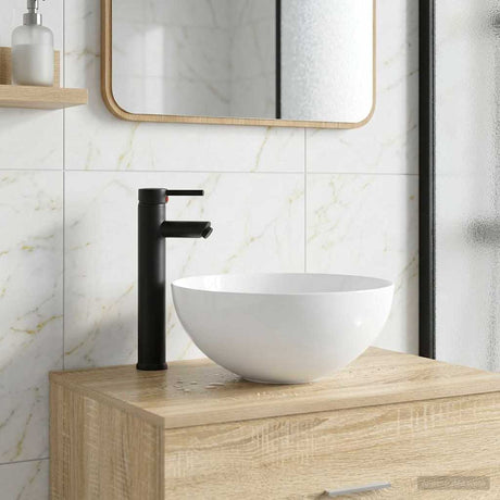 Vidaxl badkamer wastafel met kraan en afvoer mat zwart