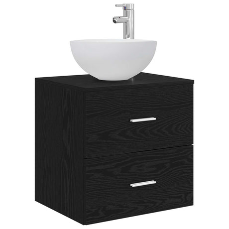 Vidaxl wandgemonteerde wastafel vanity zwart eiken 49,5 x 35 x 63 cm