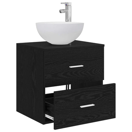 Vidaxl wandgemonteerde wastafel vanity zwart eiken 49,5 x 35 x 63 cm