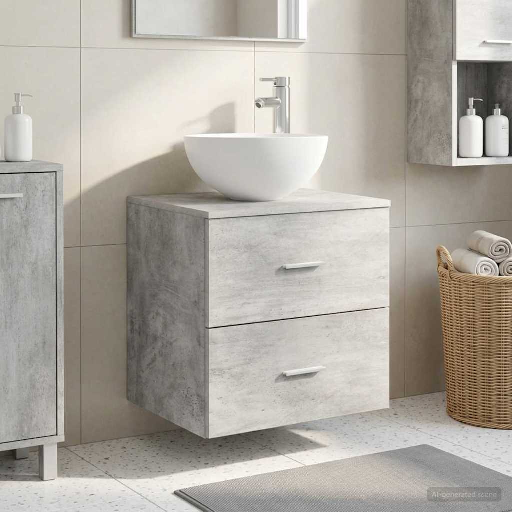 Vidaxl wandgemonteerde wastafel vanity betongrijs 49,5 x 35 x 63 cm