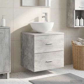 Vidaxl wandgemonteerde wastafel vanity betongrijs 49,5 x 35 x 63 cm
