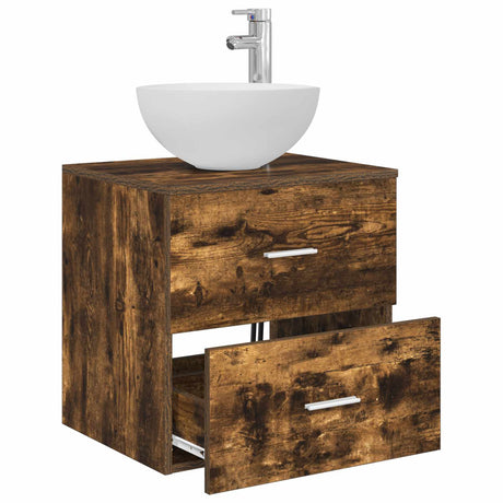 Vidaxl wandgemonteerde wastafel vanity gerookt eiken 49,5 x 35 x 63 cm