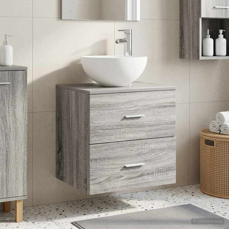 Vidaxl wandgemonteerde wastafel vanity grijs sonoma 49,5 x 35 x 63 cm
