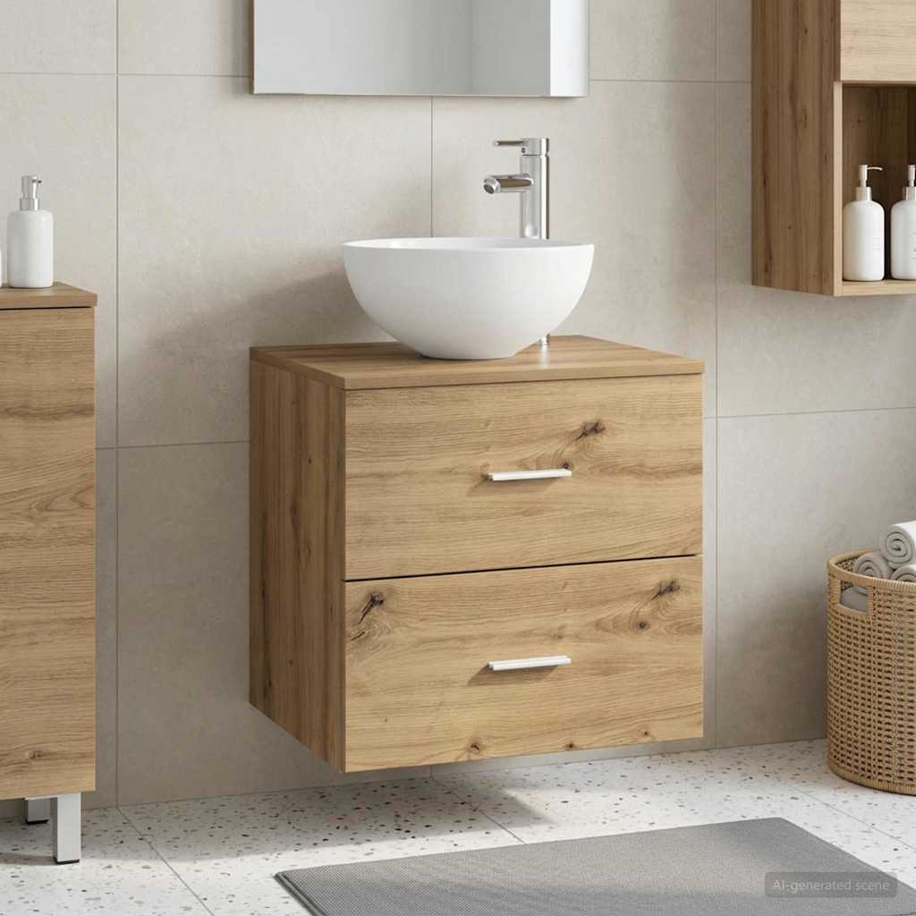 Vidaxl wandgemonteerde wastafel vanity artisanaal eiken