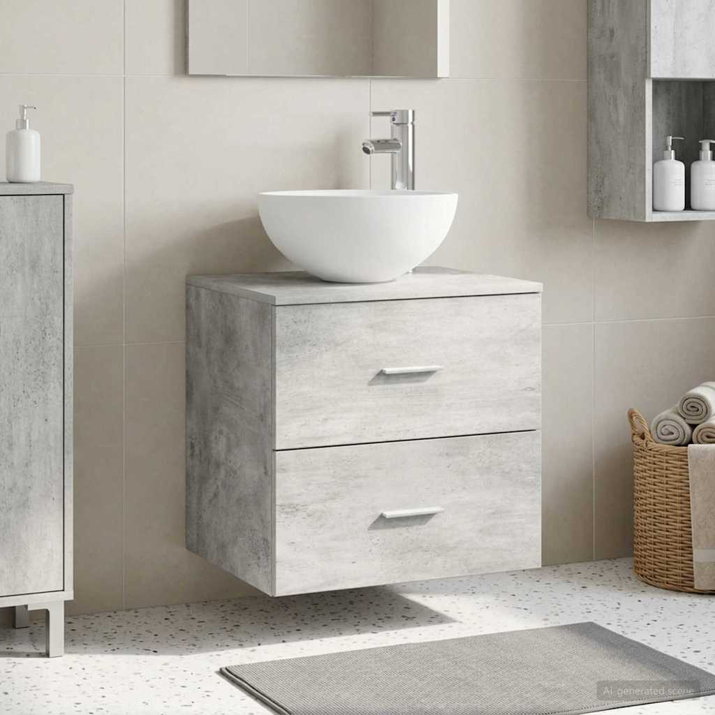 Vidaxl wandgemonteerde wastafelmeubel betongrijs 49,5 x 41 x 64,5 cm