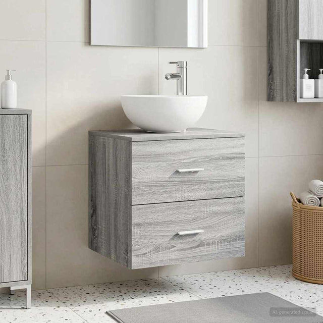 Vidaxl wandgemonteerde wastafelmeubel grijs sonoma 49,5 x 41 x 64,5 cm