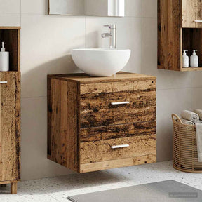 Vidaxl wandgemonteerde wastafelmeubel oud hout 49,5 x 41 x 64,5 cm