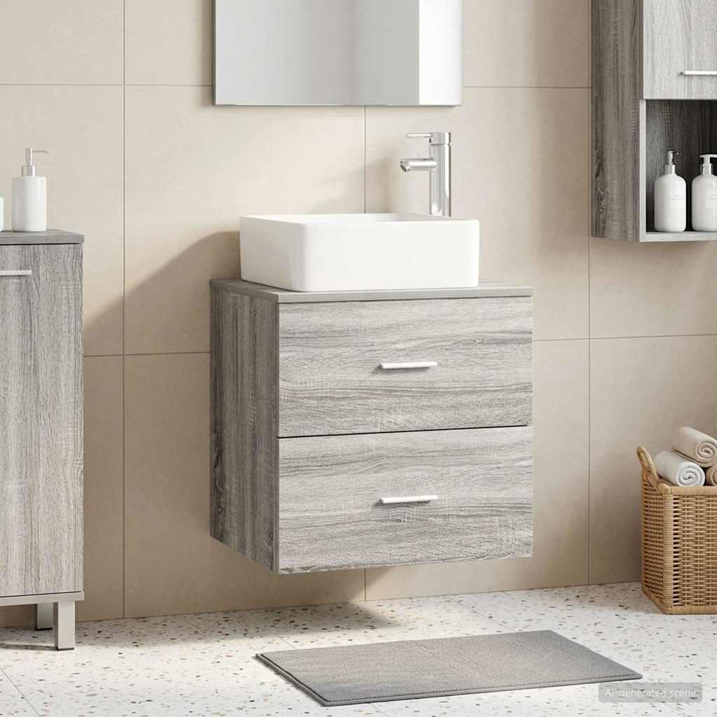 Vidaxl wandgemonteerde wastafelmeubel grijs sonoma 49,5 x 41 x 63 cm