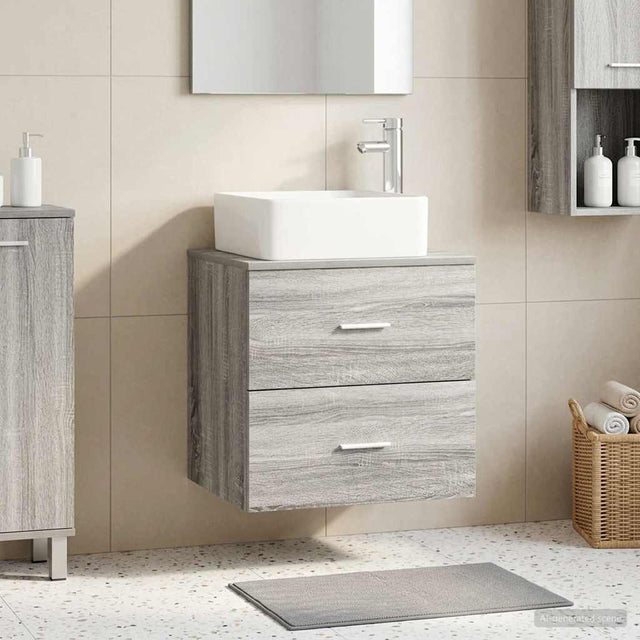Vidaxl wandgemonteerde wastafelmeubel grijs sonoma 49,5 x 41 x 63 cm