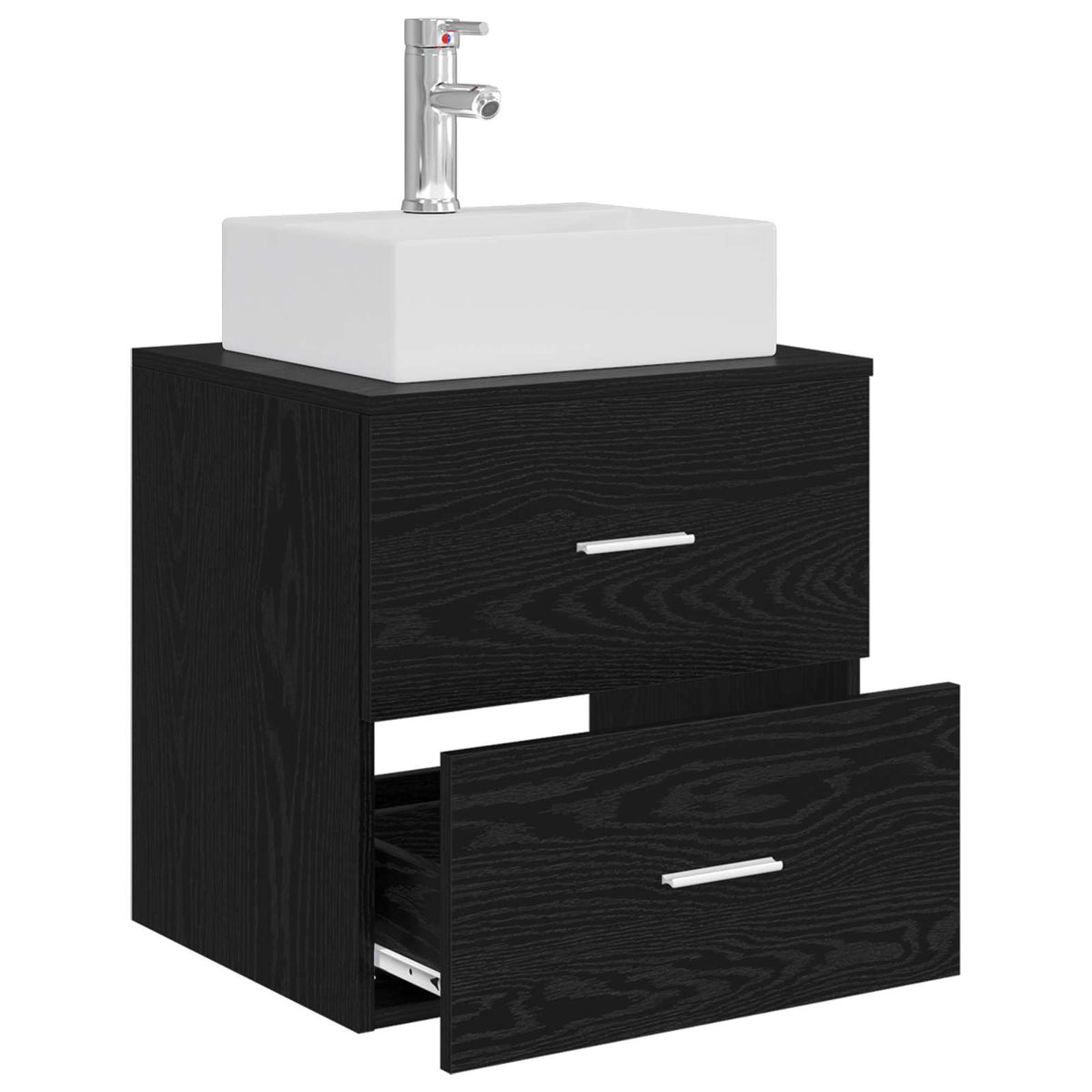 Vidaxl wandgemonteerde wastafelmeubel zwart eiken 49,5 x 41 x 62,5 cm