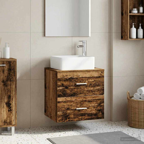 Vidaxl wandgemonteerde wastafelmeubel oud hout 53 x 34,5 x 63 cm