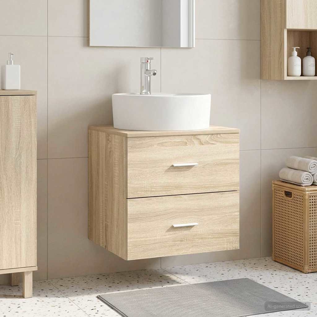 Vidaxl wandgemonteerde wastafelmeubel sonoma eiken 49,5 x 44,5 x 65 cm