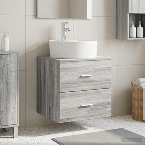 Vidaxl wandgemonteerde wastafelmeubel grijs sonoma 49,5 x 44,5 x 65 cm