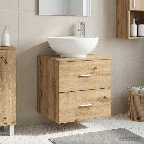Vidaxl wandgemonteerde wastafelmeubel artisanaal eiken