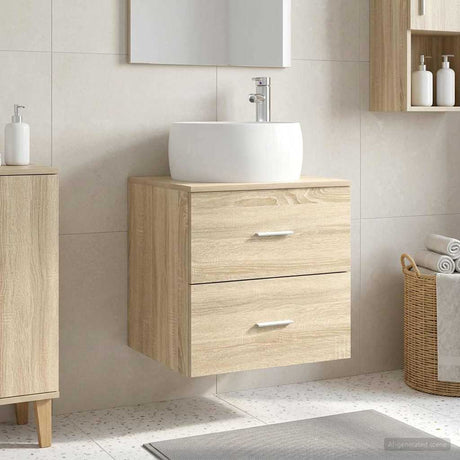 Vidaxl wandgemonteerde wastafelmeubel sonoma eiken 49,5 x 44,5 x 66 cm