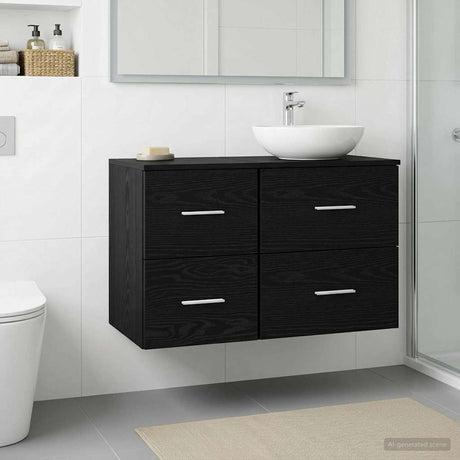 Vidaxl badkamerkast tussenin zwart eiken 30 x 41 x 50 cm bewerkt hout