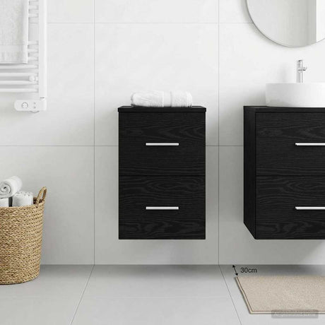 Vidaxl badkamerkast tussenin zwart eiken 30 x 44,5 x 50 cm
