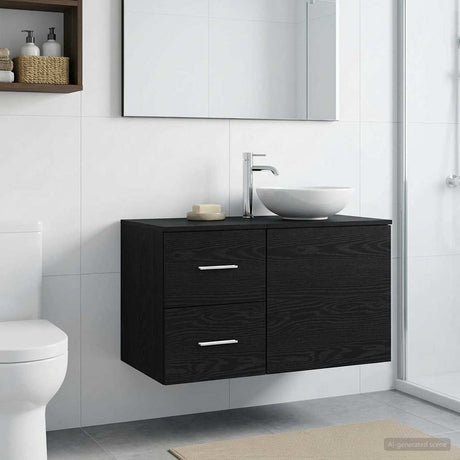 Vidaxl badkamerkast tussenin zwart eiken 30 x 44,5 x 50 cm