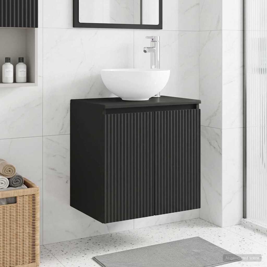 Vidaxl wandgemonteerde wastafelmeubel zwart 49,5 x 35 x 63 cm