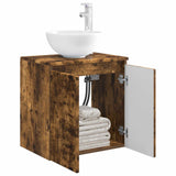 Vidaxl wandgemonteerde wastafelmeubel gerookt eiken 49,5 x 35 x 63 cm
