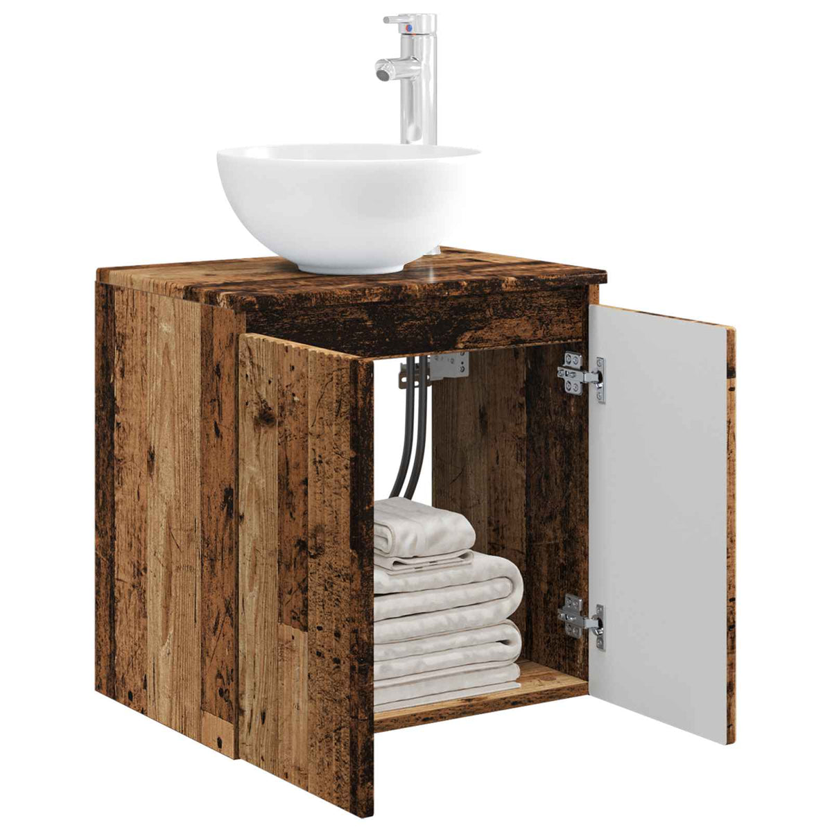 Vidaxl wandgemonteerde wastafelmeubel oud hout 49,5 x 35 x 63 cm