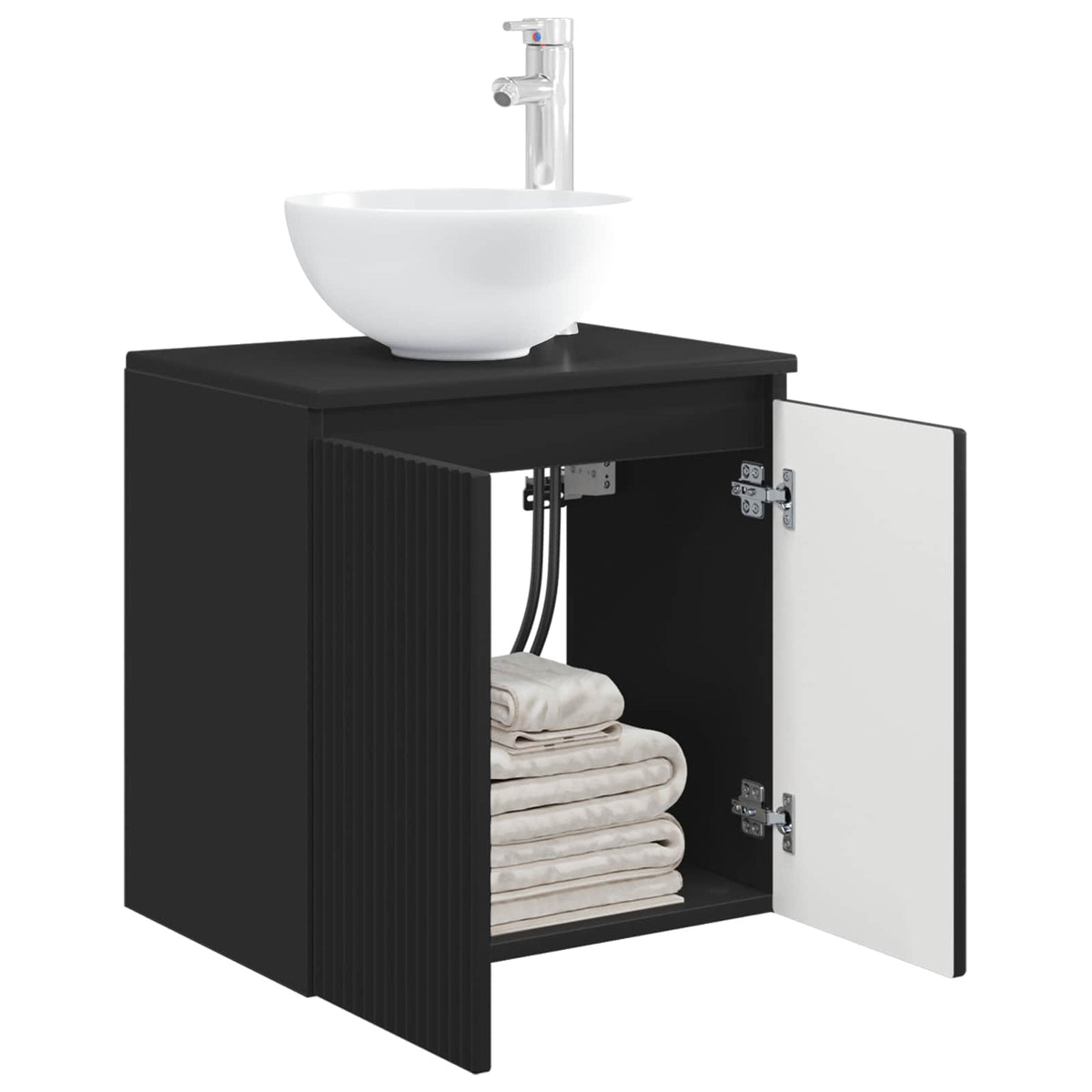 Vidaxl wandgemonteerde wastafelmeubel zwart 49,5 x 41 x 64,5 cm