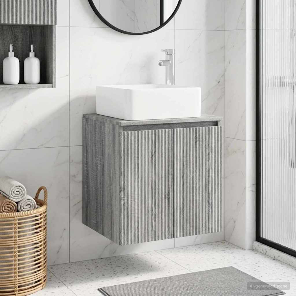 Vidaxl wandgemonteerde wastafelmeubel grijs sonoma 49,5 x 41 x 63 cm